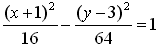 ((x+1)^2)/16 - ((y-3)^2)/64 = 1